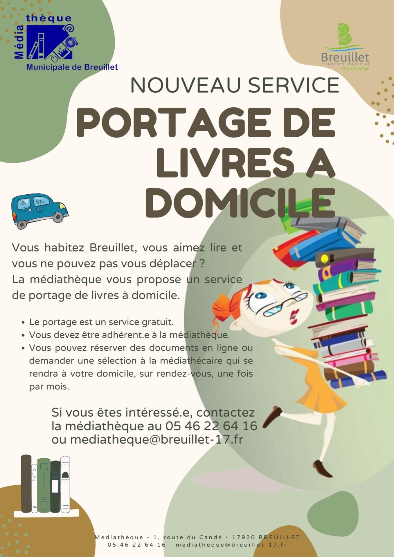 Nouveau service proposé par la médiathèque : le portage de livres à domicile