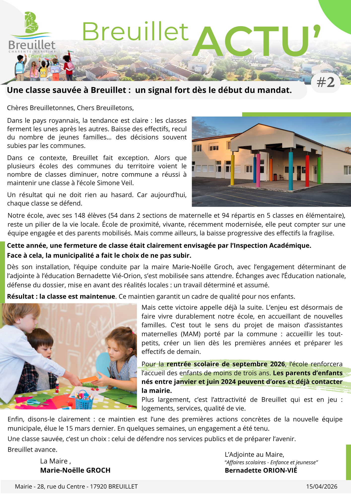 Lettre d&rsquo;information Breuillet ACTU &lsquo;