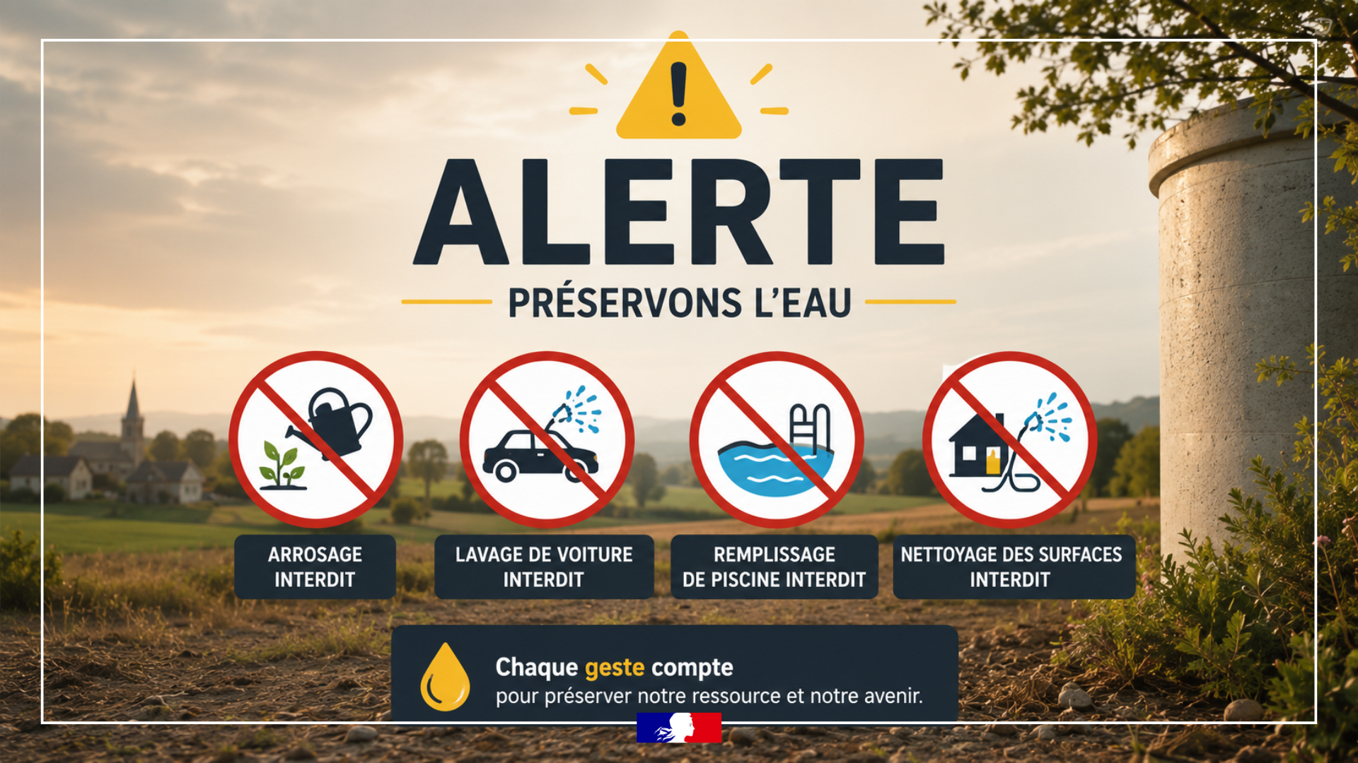 Sécheresse en Charente-Maritime : mesures de restrictions de l’eau potable